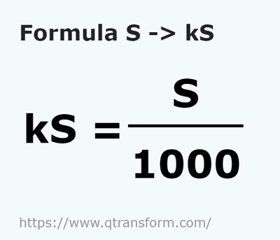 formula Siemens kepada Kilosiemens - S kepada kS